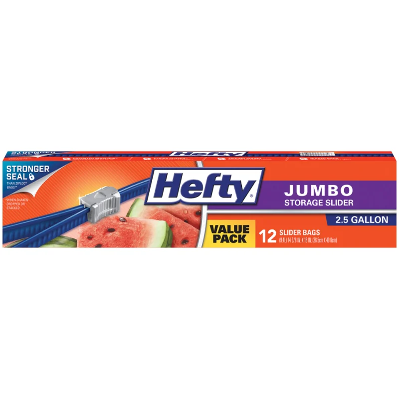 Hefty Slider Bags Jumbo 9/12Ct