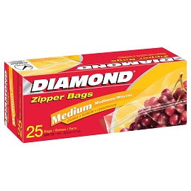 Diamond Zipper Medium Storage Bags 12/25Ct