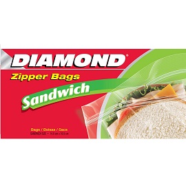 [1900-RD-03416] Diamond Zipper Sandwich Bags 12/50Ct