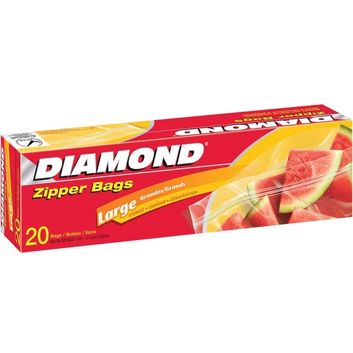[1900-RD-03419] Diamond Zipper Large Storage Bags 12/20Ct