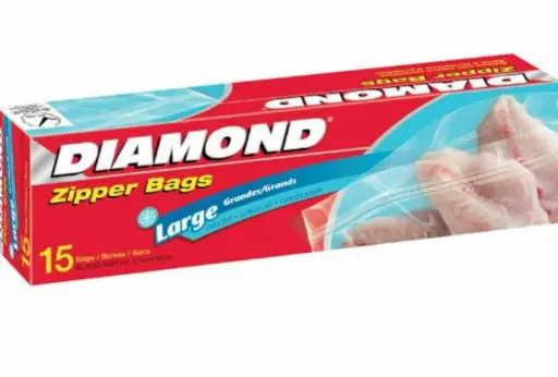 [1900-RD-03421] Diamond Zipper Large Freezer Bags 12/15Ct