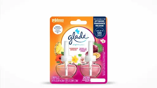 [1900-SJ-70498] Glade PISO Hawaiian Breeze & Vanilla Passion Fruit 2 Refill 6/1.34oz