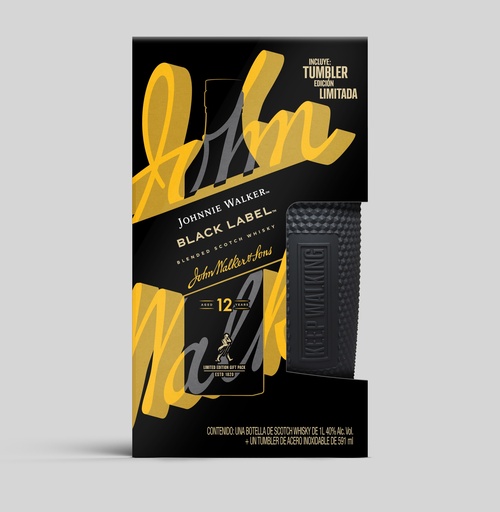 [0300-DG-19787] Johnnie Walker Black 12Yr N-Ref 6/1Lt + Tumbler