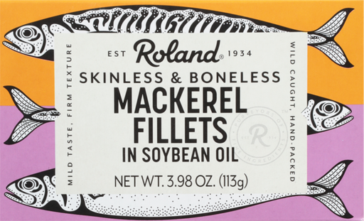 [1500-RL-23314] Roland Skinless + Boneless Mackerel Filets in Soybean Oil1x12/4oz