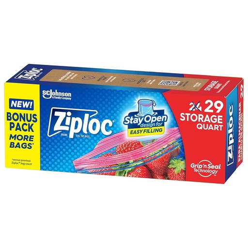 [1900-SJ-13690] Ziploc SUSO Storage Quart 12/29ct