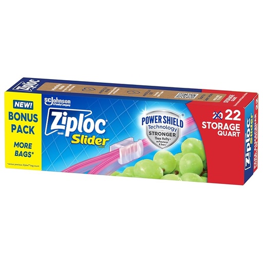 [1900-SJ-13553] Ziploc Sldr Storage Quart Bag 12/22ct