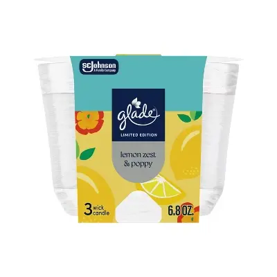 [1900-SJ-05845] Glade Candle Lemon Zest & Poppy 3/6.8oz  